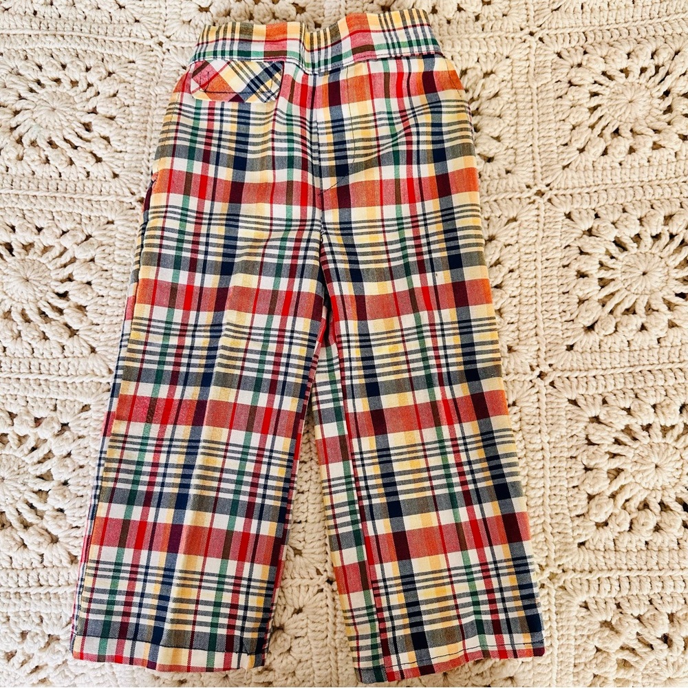 Vintage 70s Boys Plaid Pants Handmade Size 2 T